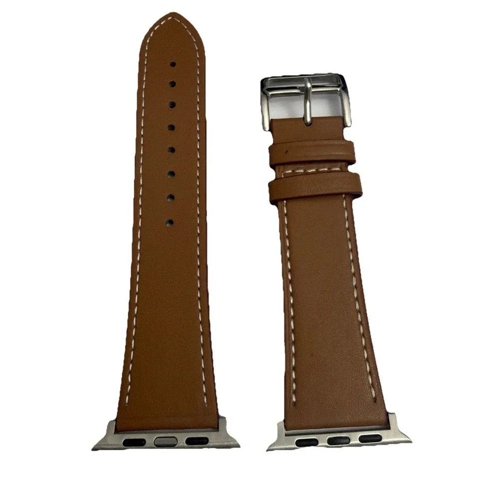 Strap Band Brown Unisex's Leather‎ replacement Band Series 10 iPhone Size 42/45
